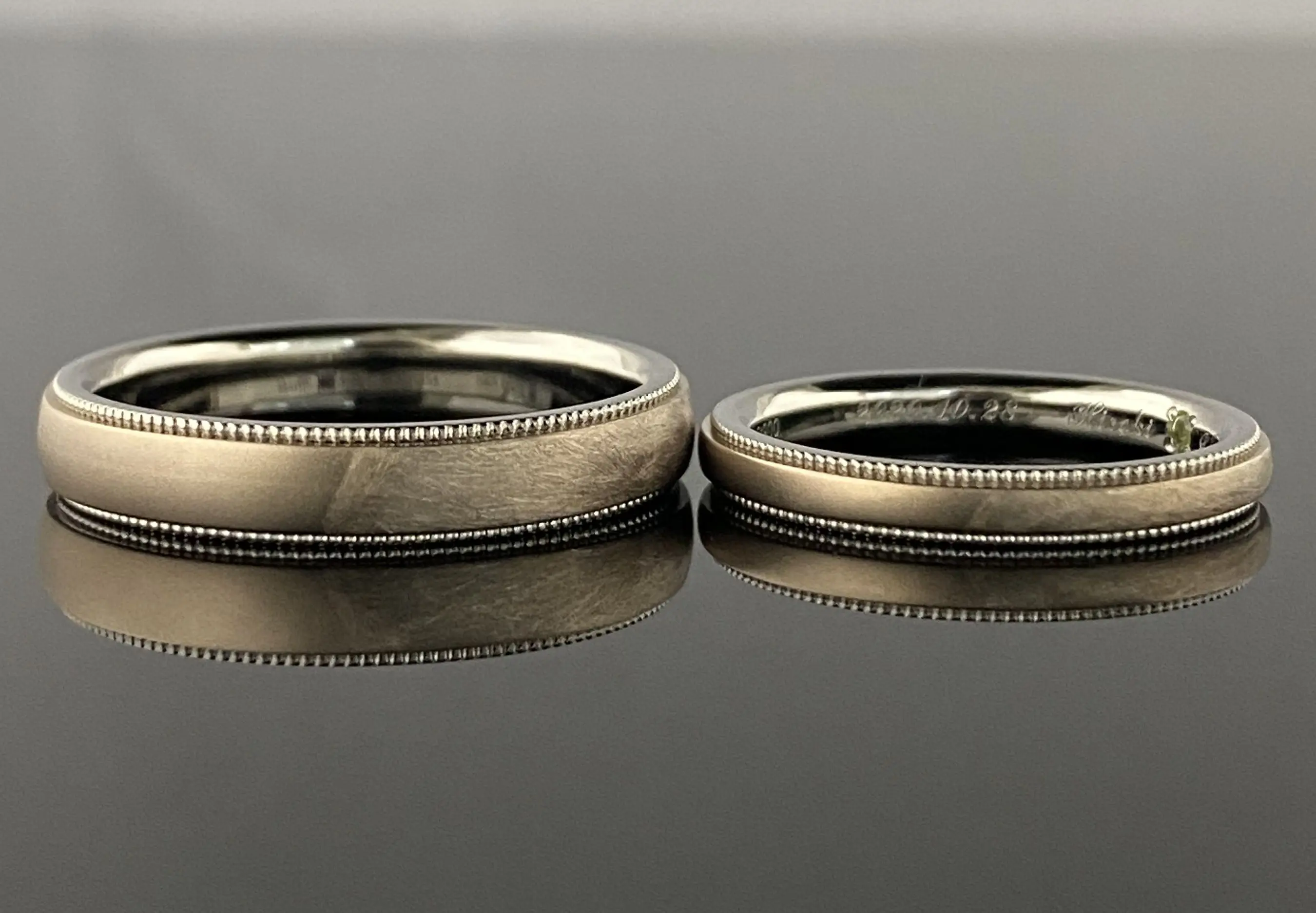 たーちゃんリングオーダー 槌目加工とライン加工でお洒落な鍛造オーダーメイドリング